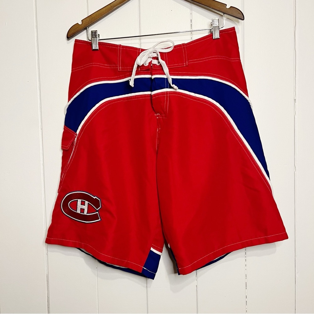NHL Monetral Candiens Red White and Blue Board Shorts. Size Medium.